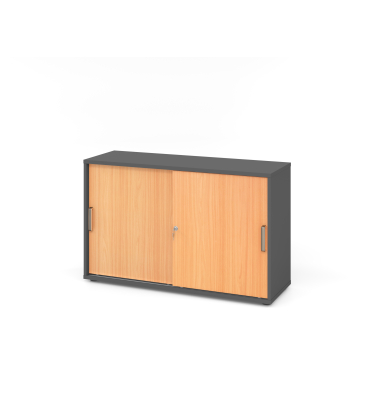 Schiebet&uuml;renschrank V1752/V1753 V1752S/G/6/SG, abschlie&szlig;bar, 2 OH, graphit/buche, 120x74,8x40cm (BxHxT)