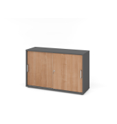 Schiebet&uuml;renschrank V1752/V1753 V1752S/G/N/CE, abschlie&szlig;bar, 2 OH, graphit/nussbaum, 120x74,8x40cm (BxHxT)