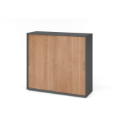 Schiebet&uuml;renschrank V1752/V1753 V1753S/G/N/BS, abschlie&szlig;bar, 3 OH, graphit/nussbaum, 120x110x40cm (BxHxT)