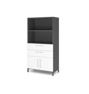 Kombischrank, 4 OH, Sockel, graphitwei&szlig;