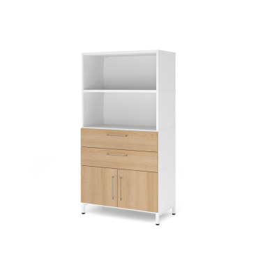 Kombischrank, 4 OH, Sockel, wei&szlig;eiche