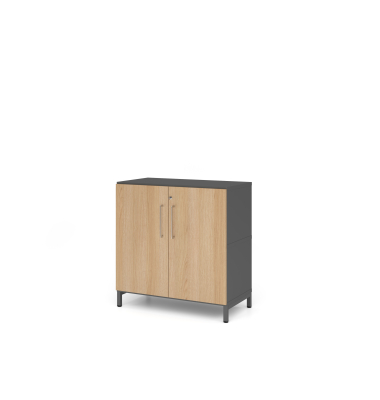 Fl&uuml;gelt&uuml;renschrank VFW VFW28T2KU/G/E/BS, abschlie&szlig;bar, 2 OH, graphit/eiche, 80x82,8x41,7cm (BxHxT)