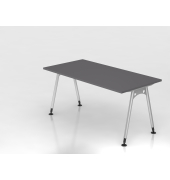 Schreibtisch VAS, manuell h&ouml;henverstellbar, 76cm (H), 160x80cm (BxT), graphit / silber