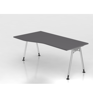 Schreibtisch VAS, manuell h&ouml;henverstellbar, 76cm (H), 180x100cm (BxT), graphit / silber