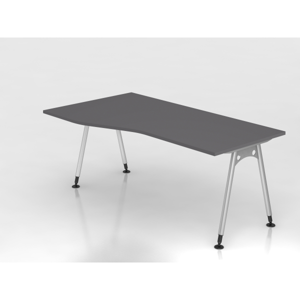 4032062321775 - Schreibtisch VAS manuell höhenverstellbar 76cm (H) 180x100cm (BxT) Graphit   silber 4032062321775 Hammerbacher