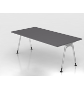 Schreibtisch VAS, manuell h&ouml;henverstellbar, 76cm (H), 200x100cm (BxT), graphit / silber