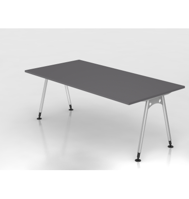 Schreibtisch VAS, manuell h&ouml;henverstellbar, 76cm (H), 200x100cm (BxT), graphit / silber
