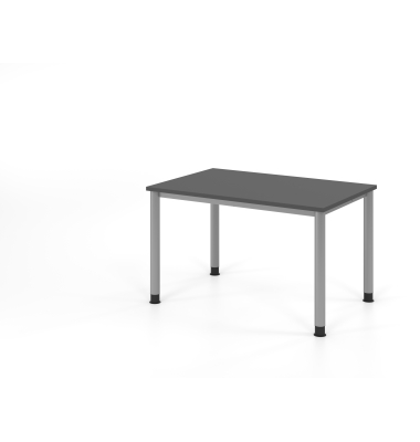 Schreibtisch VHS, manuell h&ouml;henverstellbar, 81cm (H), 120x80cm (BxT), graphit / silber