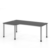 Schreibtisch VHS, manuell h&ouml;henverstellbar, 81cm (H), 200x120cm (BxT), graphit / silber