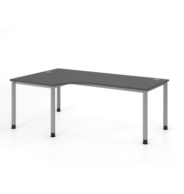 Schreibtisch VHS, manuell h&ouml;henverstellbar, 81cm (H), 200x120cm (BxT), graphit / silber