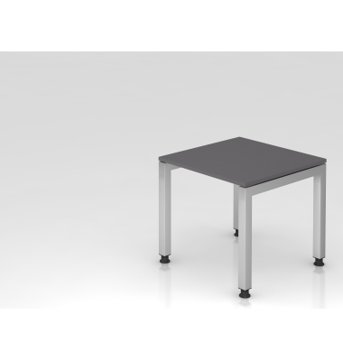 Schreibtisch VJS, manuell h&ouml;henverstellbar, 76cm (H), 80x80cm (BxT), graphit / silber
