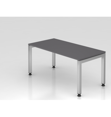 Schreibtisch VJS, manuell h&ouml;henverstellbar, 76cm (H), 160x80cm (BxT), graphit / silber