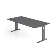 Schreibtisch VOS, manuell h&ouml;henverstellbar, 85cm (H), 200x100cm (BxT), graphit / graphit