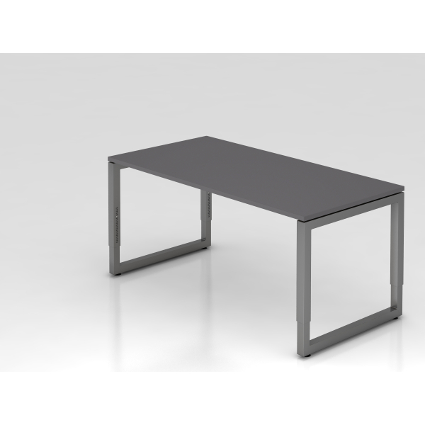 4032062322369 - eurokraft pro Schreibtisch mit Gestell aus Vierkant-Stahlrohr Höhe 650 - 850 mm BxT 1600 x 800 mm graphit   graphit