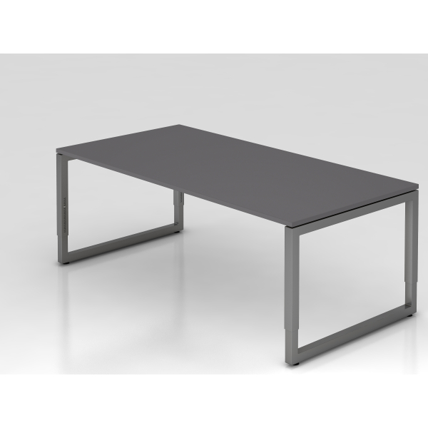 4032062322383 - eurokraft pro Schreibtisch mit Gestell aus Vierkant-Stahlrohr Höhe 650 - 850 mm BxT 2000 x 1000 mm graphit   graphit