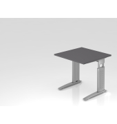 Schreibtisch VUS, manuell h&ouml;henverstellbar, 86cm (H), 80x80cm (BxT), graphit / silber
