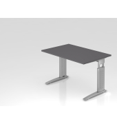 Schreibtisch VUS, manuell h&ouml;henverstellbar, 86cm (H), 120x80cm (BxT), graphit / silber
