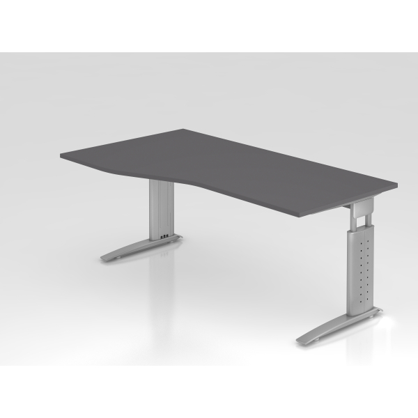 4032062322437 - Schreibtisch VUS manuell höhenverstellbar 86cm (H) 180x100cm (BxT) Graphit   silber 4032062322437 Hammerbacher