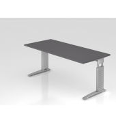 Schreibtisch VUS, manuell h&ouml;henverstellbar, 86cm (H), 180x80cm (BxT), graphit / silber