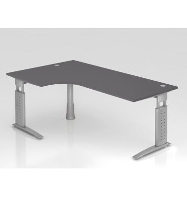 Schreibtisch VUS, manuell h&ouml;henverstellbar, 86cm (H), 200x120cm (BxT), graphit / silber