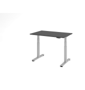 Sitz-Steh-Schreibtisch VXDSM, elektrisch h&ouml;henverstellbar, 127cm (H), 120x80cm (BxT), graphit / silber