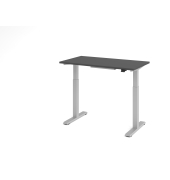 Sitz-Steh-Schreibtisch VXMST, elektrisch h&ouml;henverstellbar, 120cm (H), 120x67,2cm (BxT), graphit / silber