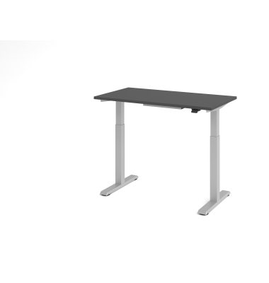 Sitz-Steh-Schreibtisch VXMST, elektrisch h&ouml;henverstellbar, 120cm (H), 120x67,2cm (BxT), graphit / silber