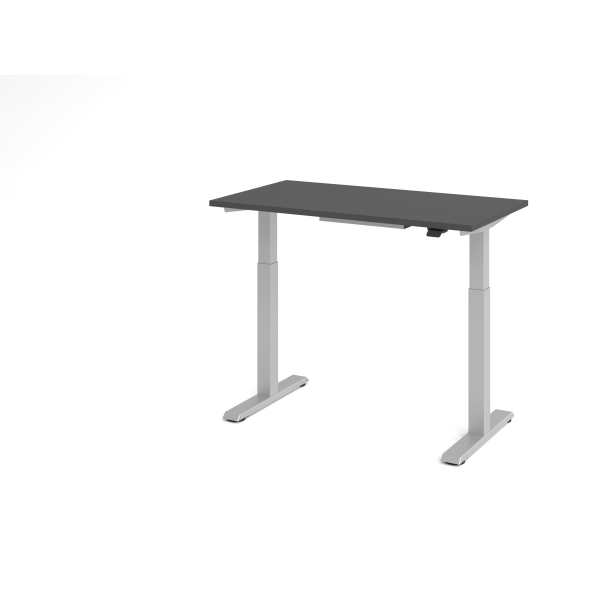 4032062322765 - Sitz-Steh-Schreibtisch VXMST elektrisch höhenverstellbar 120cm (H) 120x672cm (BxT) Graphit   silber 4032062322765 Hammerbac