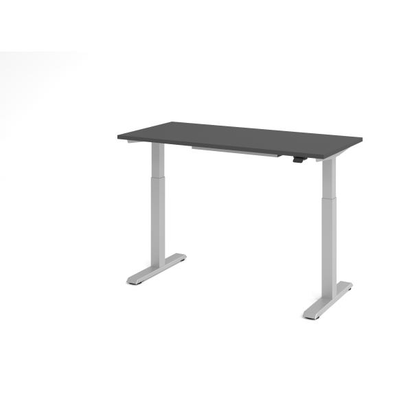 4032062322772 - Sitz-Steh-Schreibtisch VXMST elektrisch höhenverstellbar 120cm (H) 140x672cm (BxT) Graphit   silber 4032062322772 Hammerbac
