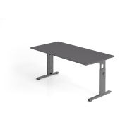 Schreibtisch VOS, manuell h&ouml;henverstellbar, 85cm (H), 160x80cm (BxT), graphit / graphit
