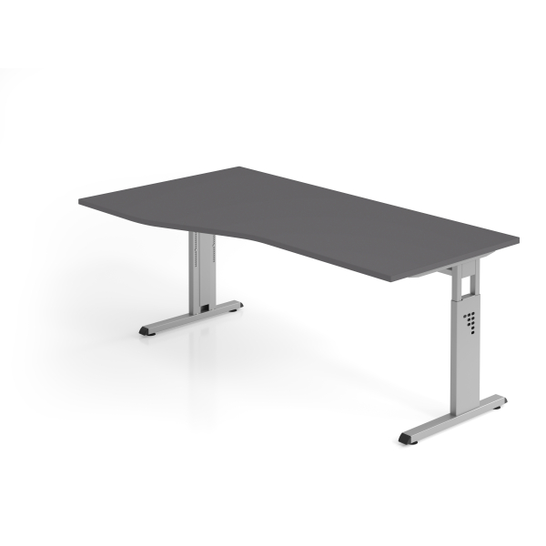 4032062323212 - Schreibtisch VOS manuell höhenverstellbar 85cm (H) 180x100cm (BxT) Graphit   silber 4032062323212 Hammerbacher