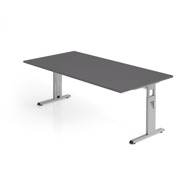 4032062323236 - Schreibtisch VOS manuell höhenverstellbar 85cm (H) 200x100cm (BxT) Graphit   silber 4032062323236 Hammerbacher