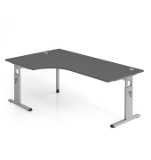 Schreibtisch VOS, manuell h&ouml;henverstellbar, 85cm (H), 200x120cm (BxT), graphit / silber
