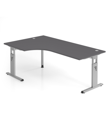 Schreibtisch VOS, manuell h&ouml;henverstellbar, 85cm (H), 200x120cm (BxT), graphit / silber