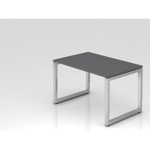 4032062323373 - eurokraft pro Schreibtisch mit Gestell aus Vierkant-Stahlrohr Höhe 650 - 850 mm BxT 1200 x 800 mm graphit   alusilber