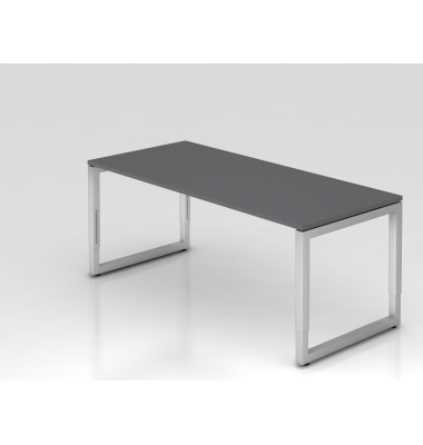 Schreibtisch VRS, manuell h&ouml;henverstellbar, 85cm (H), 180x80cm (BxT), graphit / silber