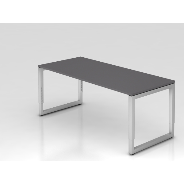 4032062323397 - eurokraft pro Schreibtisch mit Gestell aus Vierkant-Stahlrohr Höhe 650 - 850 mm BxT 1800 x 800 mm graphit   alusilber