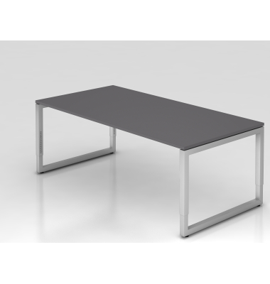 Schreibtisch VRS, manuell h&ouml;henverstellbar, 85cm (H), 200x100cm (BxT), graphit / silber