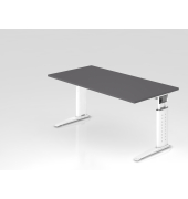 Schreibtisch VUS, manuell h&ouml;henverstellbar, 86cm (H), 160x80cm (BxT), graphit / wei&szlig;