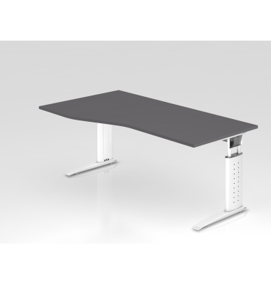 Schreibtisch VUS, manuell h&ouml;henverstellbar, 86cm (H), 180x100cm (BxT), graphit / wei&szlig;