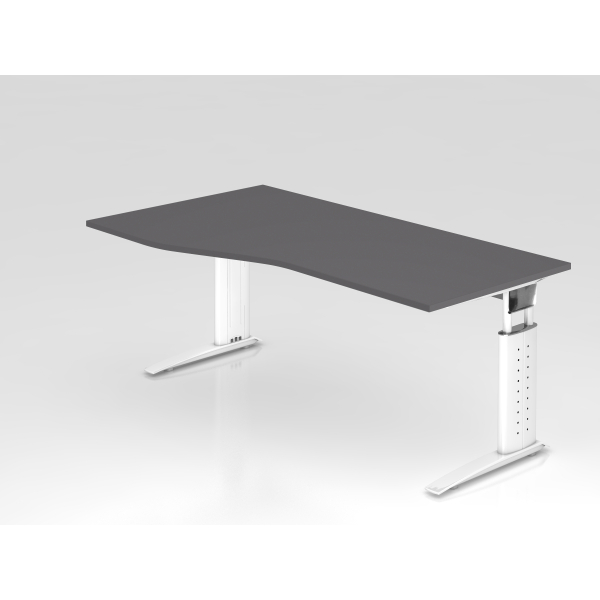 4032062323458 - Schreibtisch VUS manuell höhenverstellbar 86cm (H) 180x100cm (BxT) Graphit   weiß 4032062323458 Hammerbacher