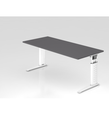 Schreibtisch VUS, manuell h&ouml;henverstellbar, 86cm (H), 180x80cm (BxT), graphit / wei&szlig;