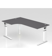 Schreibtisch VUS, manuell h&ouml;henverstellbar, 86cm (H), 200x120cm (BxT), graphit / wei&szlig;
