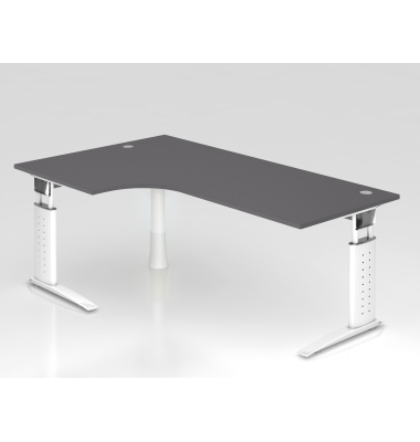Schreibtisch VUS, manuell h&ouml;henverstellbar, 86cm (H), 200x120cm (BxT), graphit / wei&szlig;