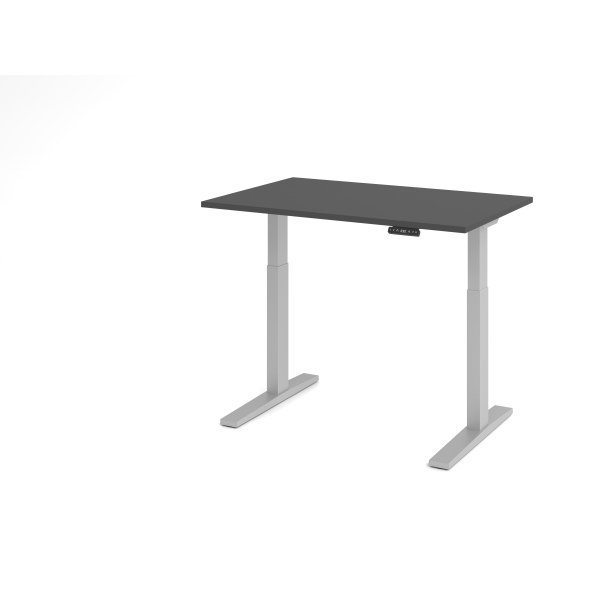 Hammerbacher Sitz-Steh-Schreibtisch VXMKA, elektrisch höhenverstellbar, 120cm (H), 120x80cm (BxT), graphit / silber 0000003210025 Hammerbache