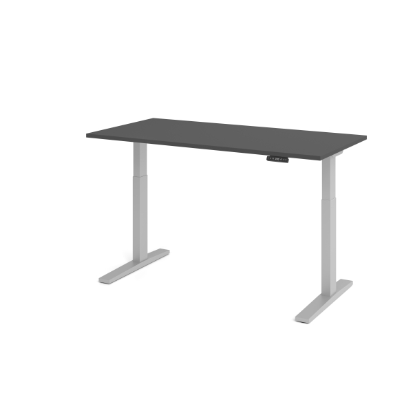 Hammerbacher Sitz-Steh-Schreibtisch VXMKA, elektrisch höhenverstellbar, 120cm (H), 160x80cm (BxT), graphit / silber 0000003210025 Hammerbache