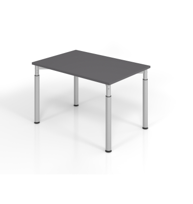 Schreibtisch VYS, manuell h&ouml;henverstellbar, 82cm (H), 120x80cm (BxT), graphit / silber