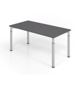 Schreibtisch VYS, manuell h&ouml;henverstellbar, 82cm (H), 160x80cm (BxT), graphit / silber
