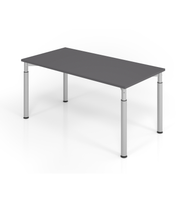 Schreibtisch VYS, manuell h&ouml;henverstellbar, 82cm (H), 160x80cm (BxT), graphit / silber