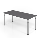Schreibtisch VYS, manuell h&ouml;henverstellbar, 82cm (H), 180x80cm (BxT), graphit / silber